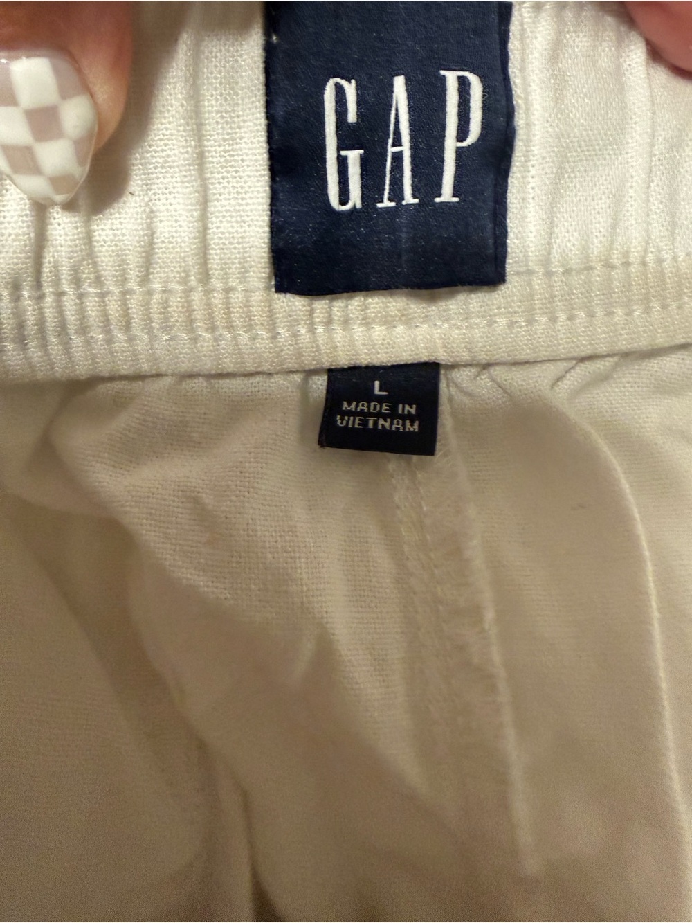 GAP White Elastic-Waist Linen Shorts - Picture 3 of 6